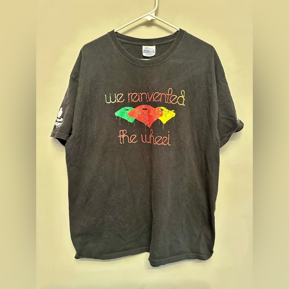 “We Reinvented The Wheel” DJ Retro Black Tee XL